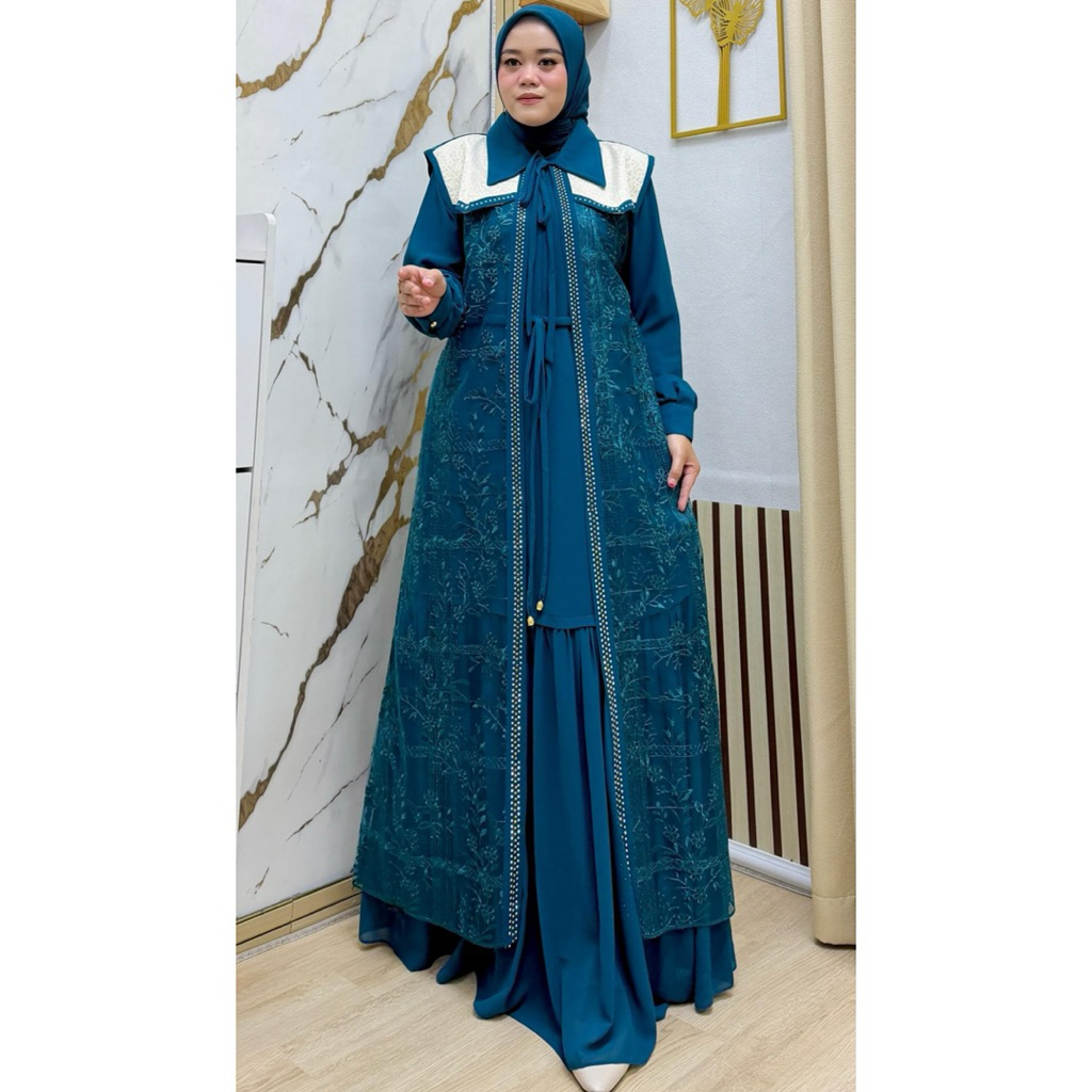 Gamis Rompi Lepas Brukat Mewah || Gamis Set Rompi Lepas / Gamis Kondangan Terbaru / Gamis Pesta