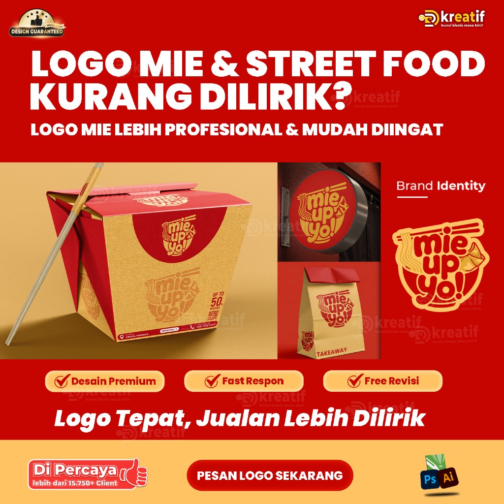 Jasa Desain Logo Mie & Street Food | UMKM Kuliner