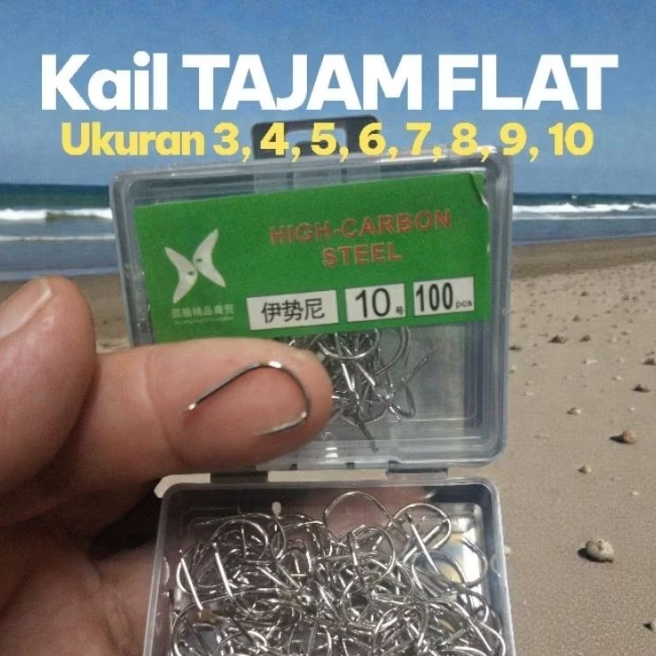 MATA KAIL PANCING PUTIH KOTAK ISI 100 PCS KUAT TAJAM FLAT TAMPA LOBANG