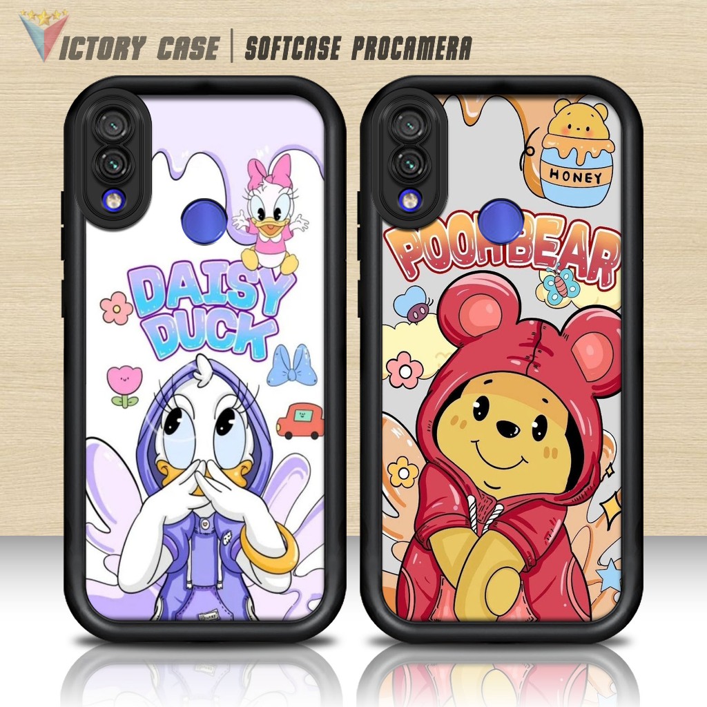 Softcase Glass kaca untuk REDMI NOTE 7 NOTE 7 PRO KARTUN1 Casing Handphone Case Procamera