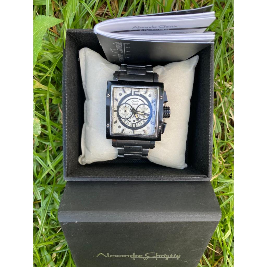 Jam Tangan Pria Alexandre Christie 6161 MC Original Rantai Satinless Cowok