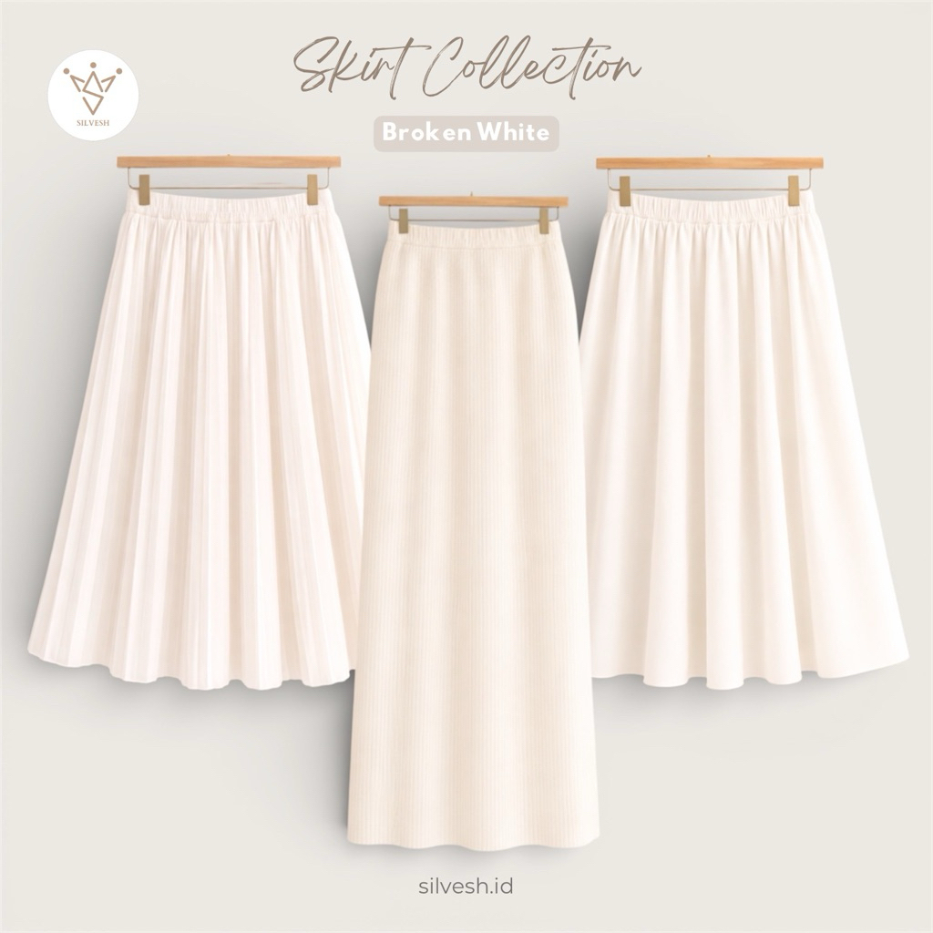 SKIRT COLLECTION - Broken White/Rok Putih Panjang/Bawahan Warna Putih/Rok Broken White/Dress Code