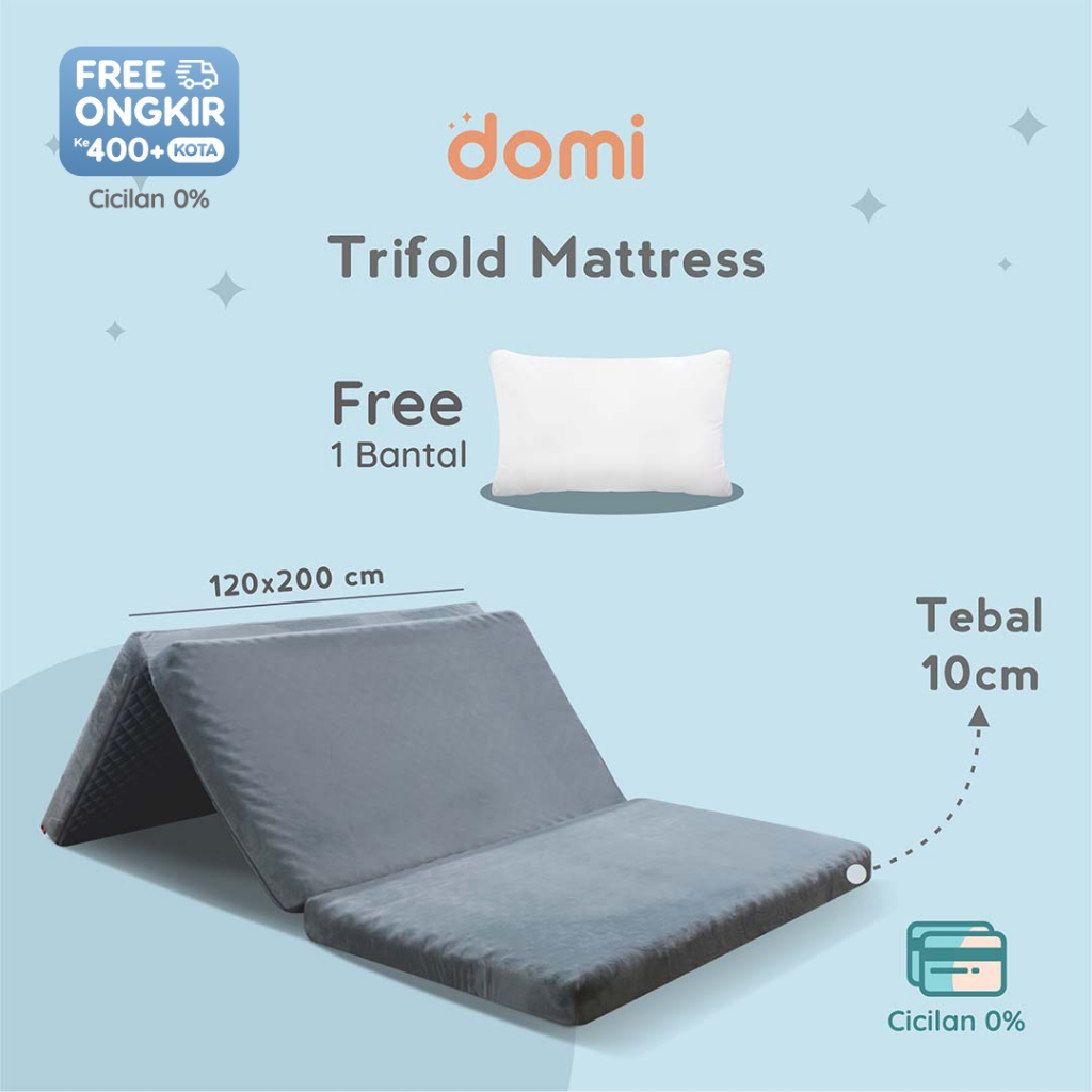 Domi Trifold Mattress 120 x 200 FREE Bantal - Kasur Busa Lipat Tiga Foldable
