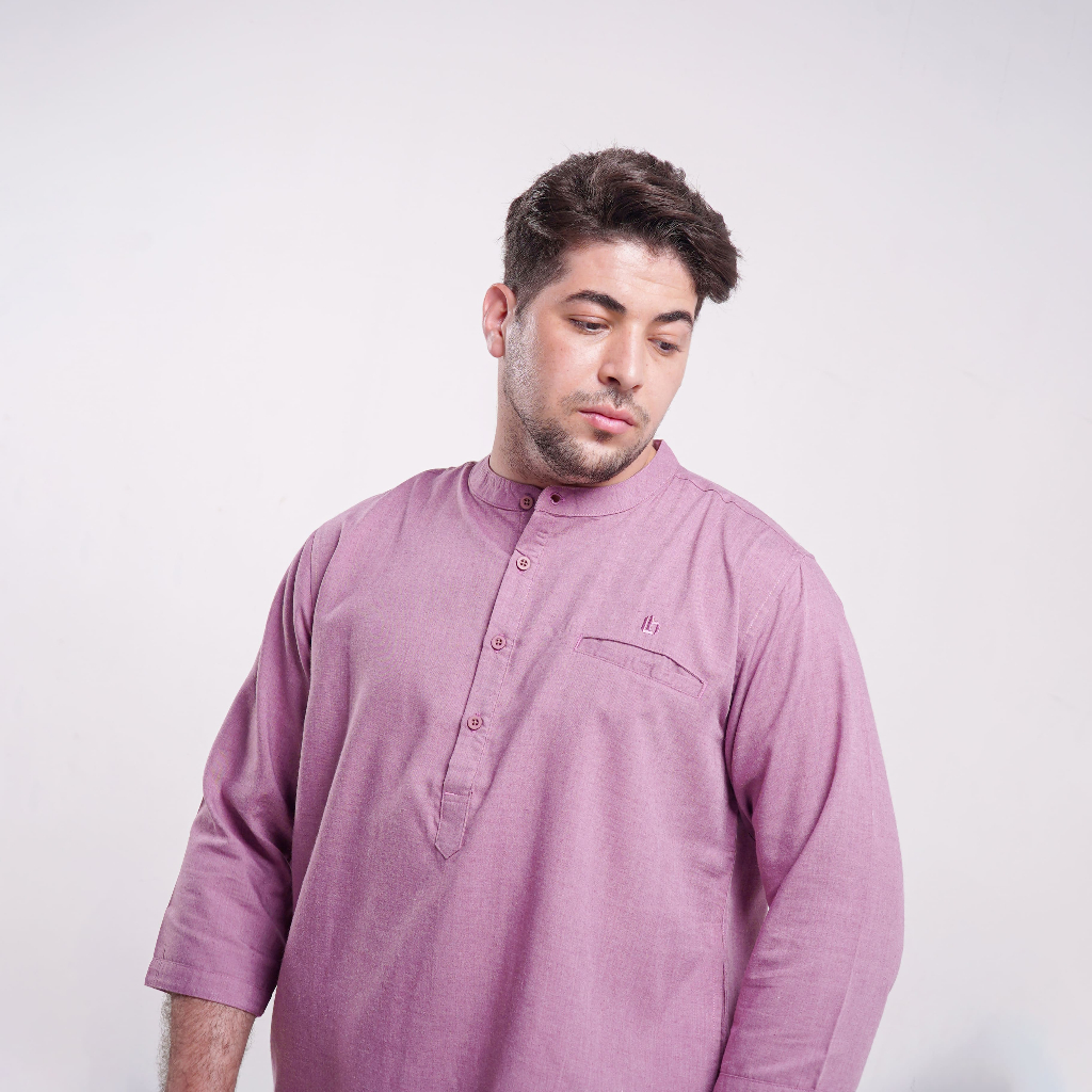 LUQMAN HAKIM - KURTA AZKHA LILAC | Baju Atasan Kurta Kemko | Kemeja Pria Muslim | Baju Koko Muslim |