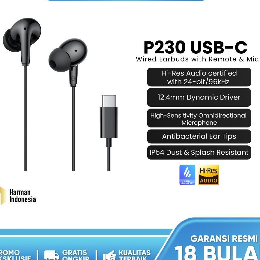 EDIFIER P230 USB-C Wired Earbuds with Remote & Mic - White