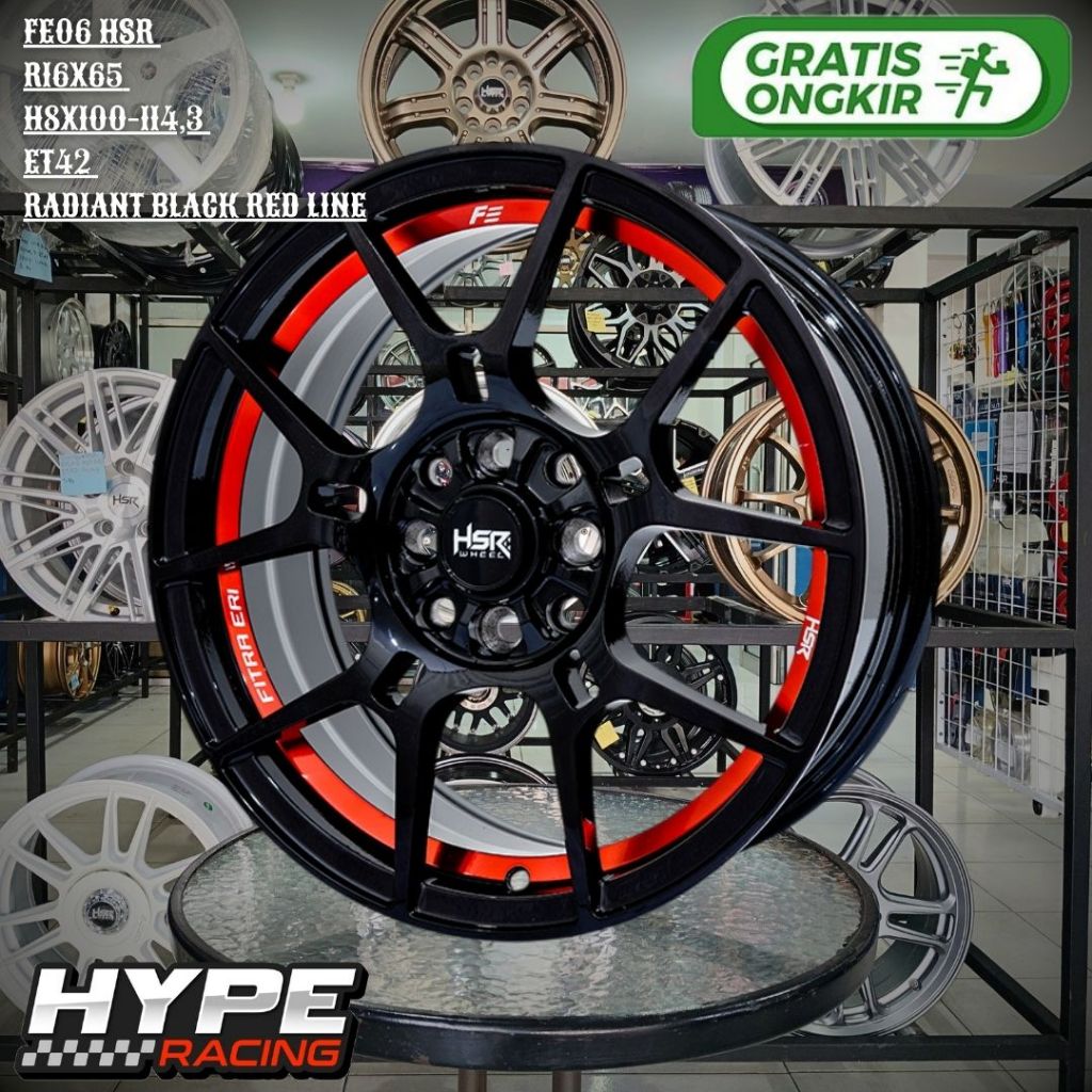 Velg Mobil Model Baru HSR FE06 Ring 16 Lebar 6,5 untuk YARIS , FREED , MOBILIO R16 Lubang 8