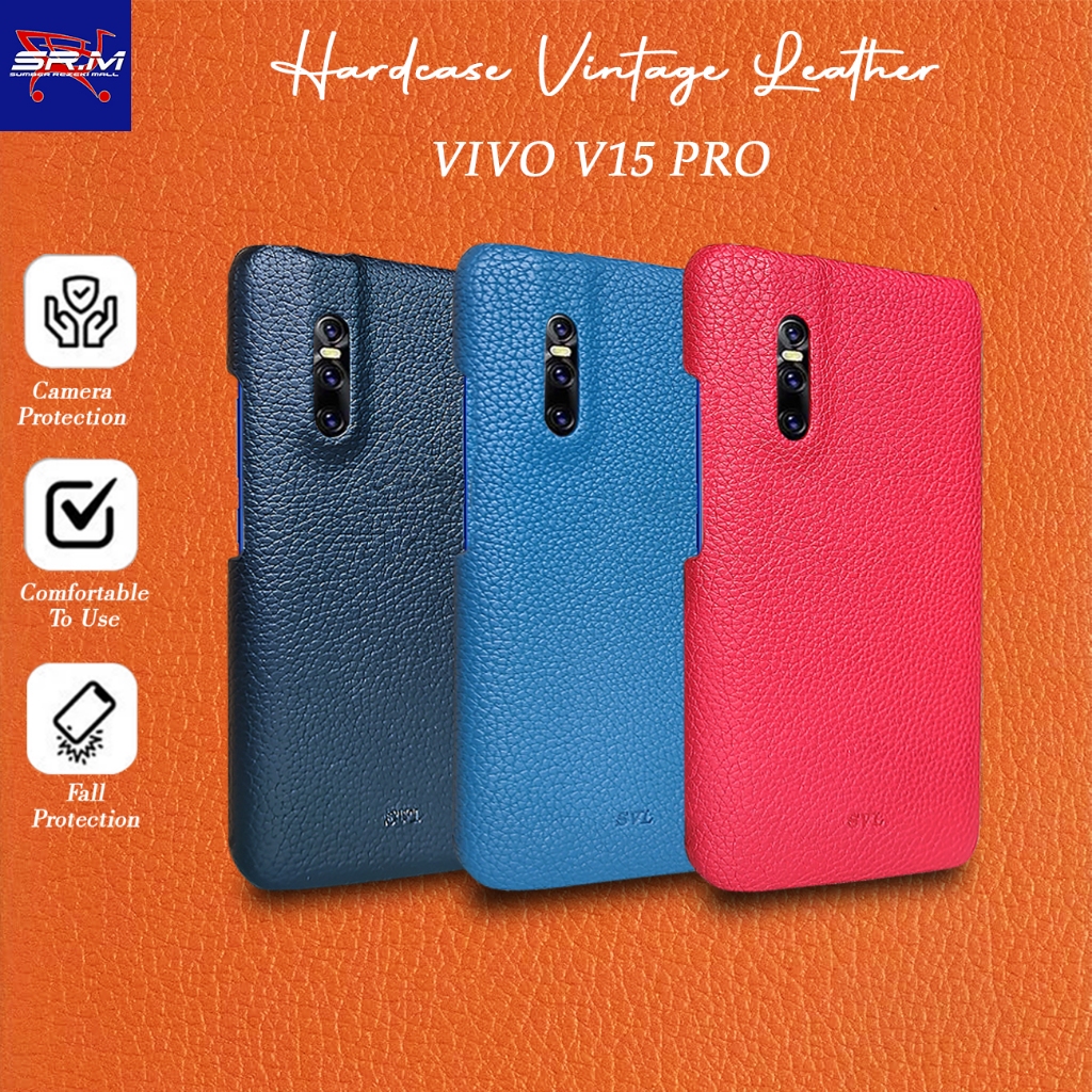 Vivo V15 Pro  Hardcase Vintage Leather Case SLIM Casing Kulit Soft Microviber