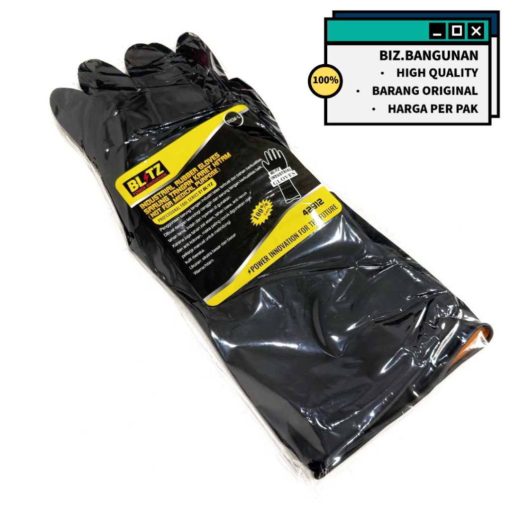 Sarung Tangan Karet Hitam Blitz - Rubber Gloves Latex Industrial
