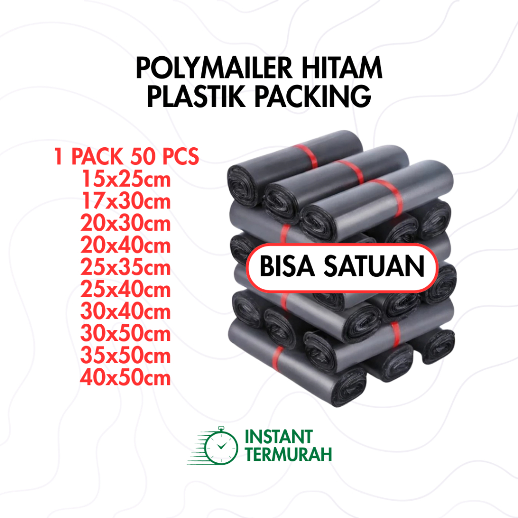 Polymailer Plastik Packing Hitam ECER SATUAN Tebal Anti Sobek Lem Perekat Semi Glossy Matte Anti Air