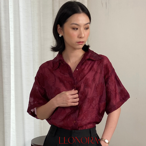 Elara Top Atasan Wanita Kemeja Wanita Bahan Sheer Osmanthus