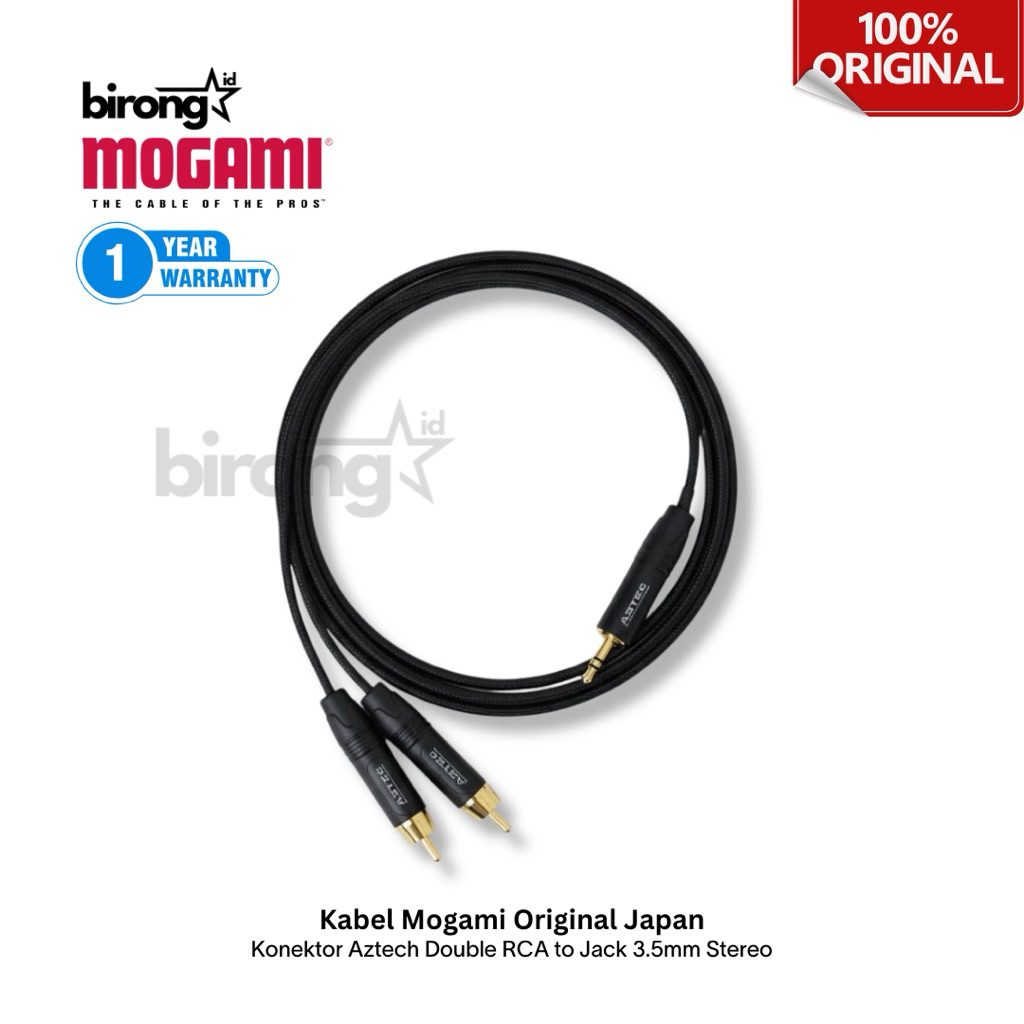 Mogami Kabel Aux Double RCA to Jack 3.5 Aztech Stereo Input HP Laptop Komputer Original Japan Low No