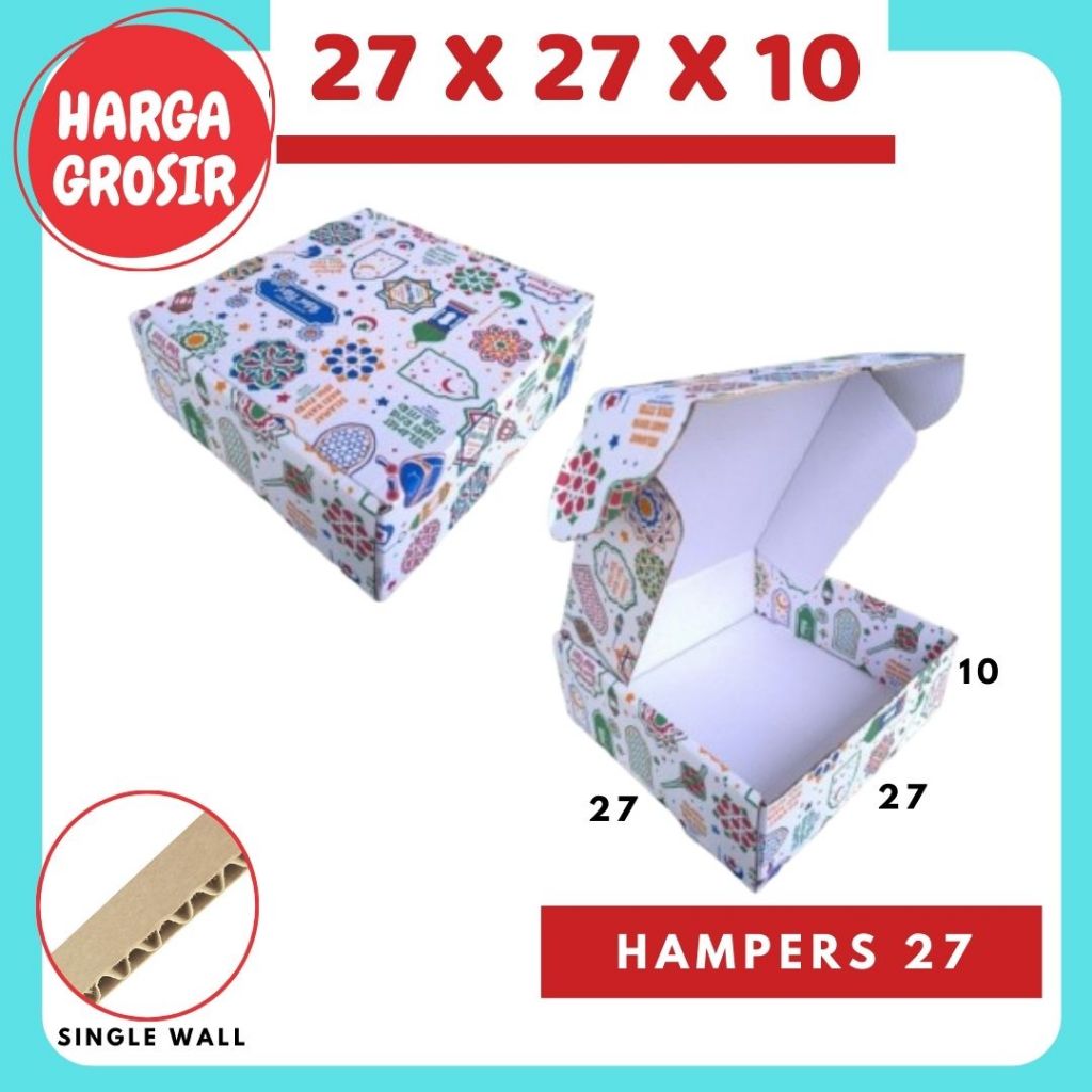 Box Hampers 27x27x10 LS Kardus Ied Mubarok Dus Idul Fitri Lebaran Packing Idul Fitri Mukenah Sajadah