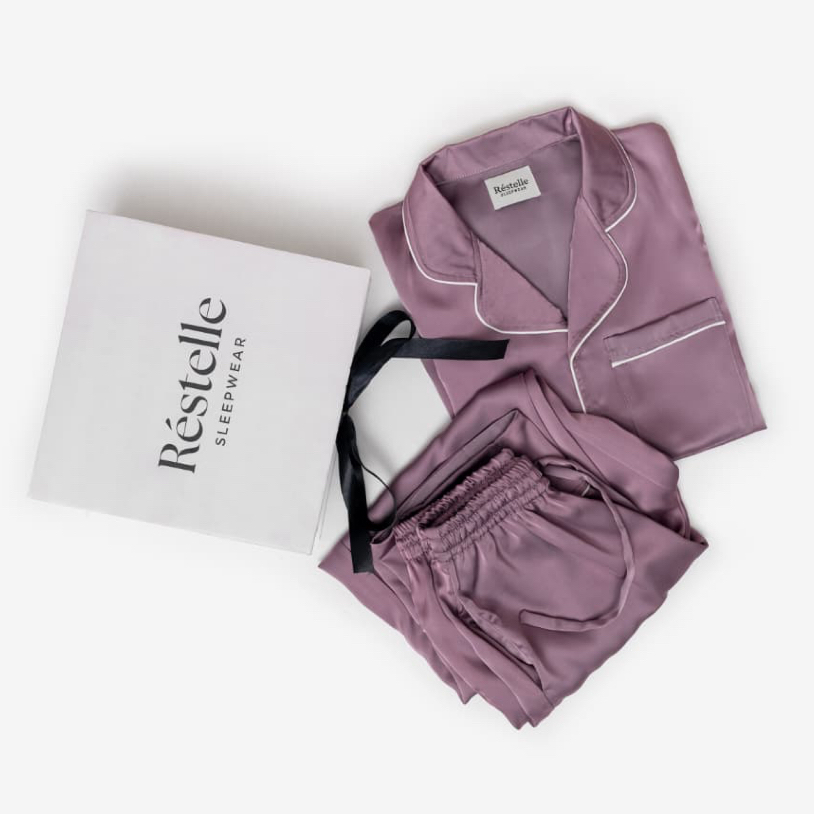 Restelle Piyama Satin Set - Lilac | Piyama Premium | Piyama Satin