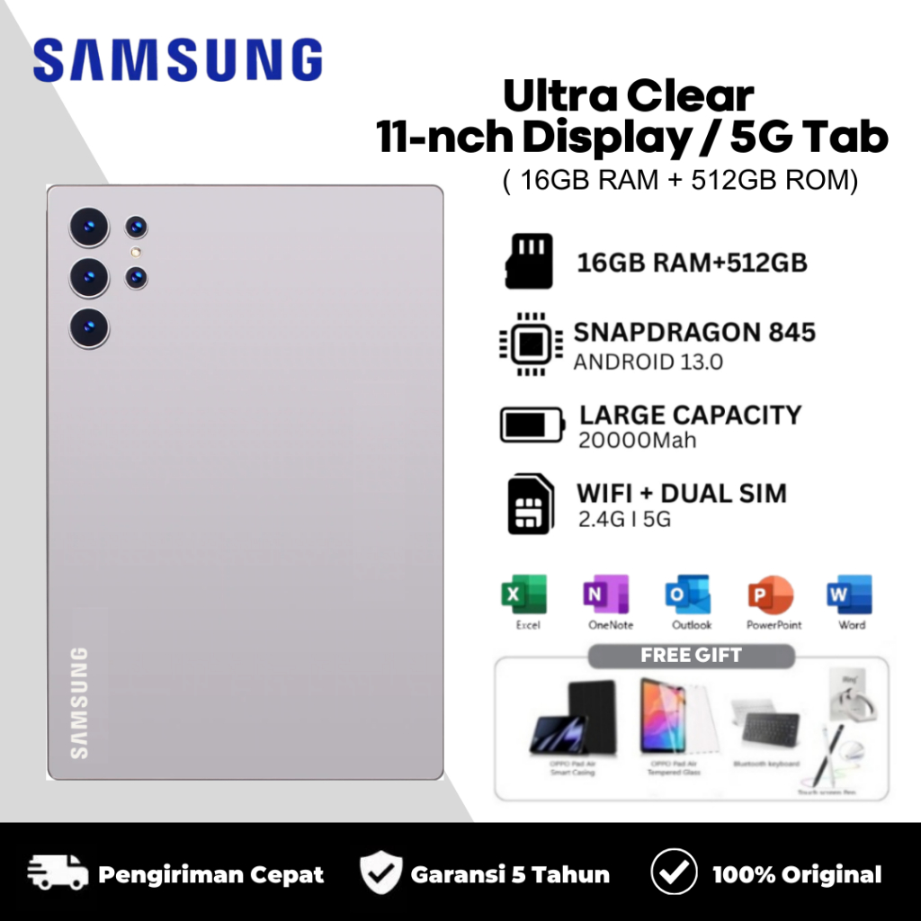 Samsung Galaxy S9 Tab 11 Inch 5G/4G LTE 16GB RAM + 512GB ROM Dual SIM Android Tablet