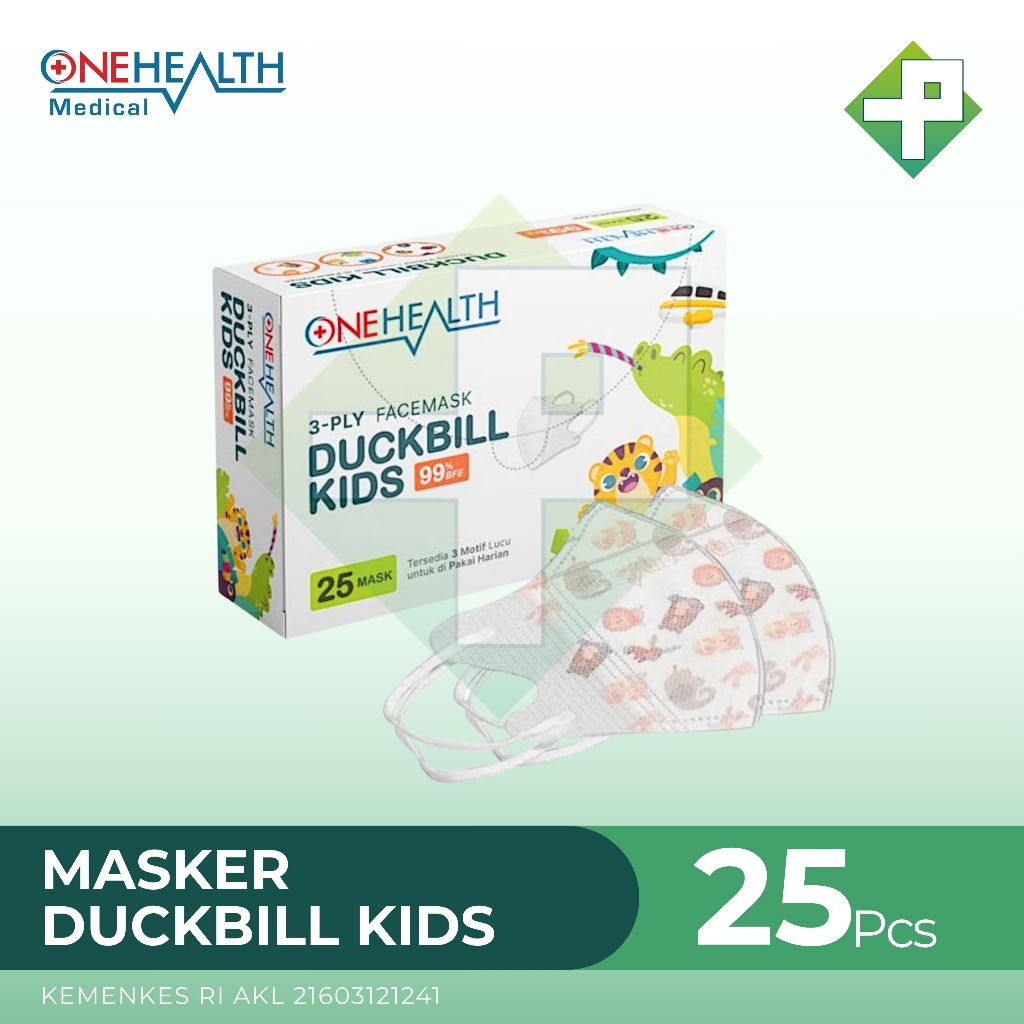 Masker Duckbill Kids OneHealth isi 25's / Masker Duckbill Anak Motif