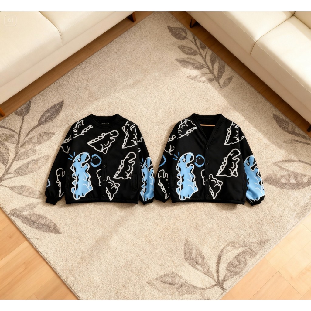 Crayon Dino Isi 2 Jaket Couple Pasangan Hoodie Fleece Tebal Hoodie Couple Keren Jaket Couple Korea