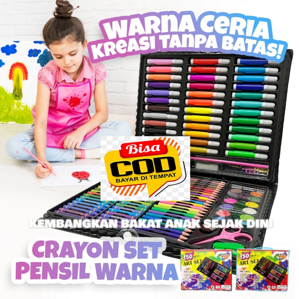 [ BISA COD ] Art Set Isi 150 Pcs Pensil Warna Set Anak Crayon Full Set Alat Lukis Gulali Books