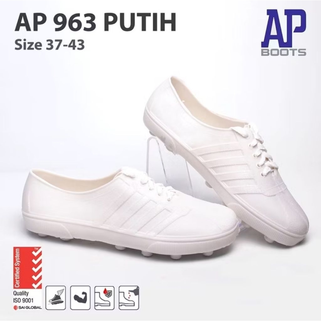 AP BOOTS PUL BOLA 963 PUTIH 100% ORI - Sepatu multifungsi murah best quality by Ap boots