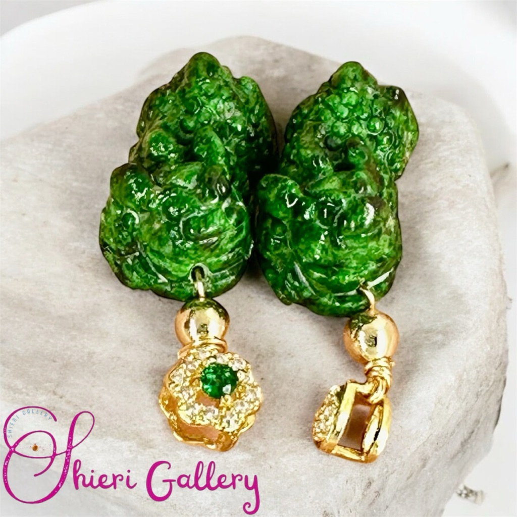 Giok / Giok Hua Qing / Pixiu / Pixiu Hua Qing / Liontin Giok Hua Qing Bentuk Pixiu / Kalung Giok / L