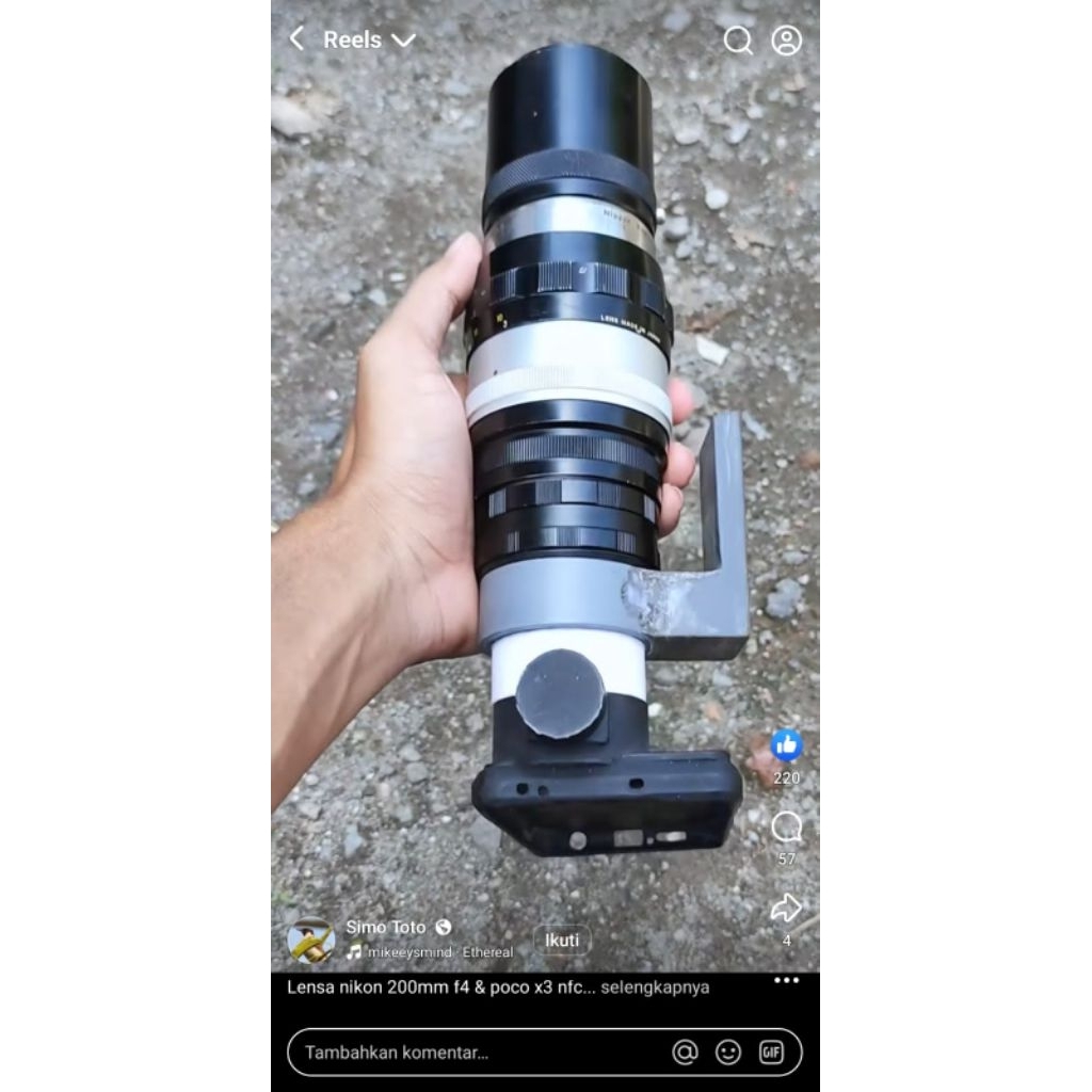 lensa nikkor q 200mm f4 + adapter eyepiece (phonescoping)