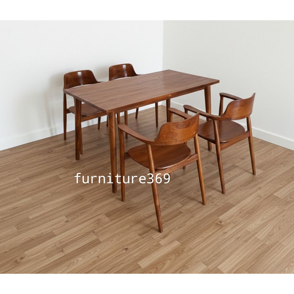 meja makan 4 kursi kayu jati minimalis, set meja makan jati 4 kursi minimalis