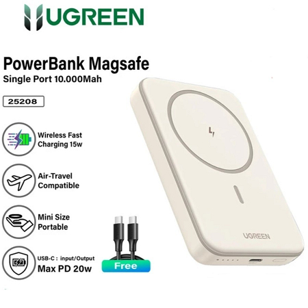 UGREEN PowerBank Magsafe Wireless Fast Charging 20W 10000mAh - Hitam, Pink, Space Gray