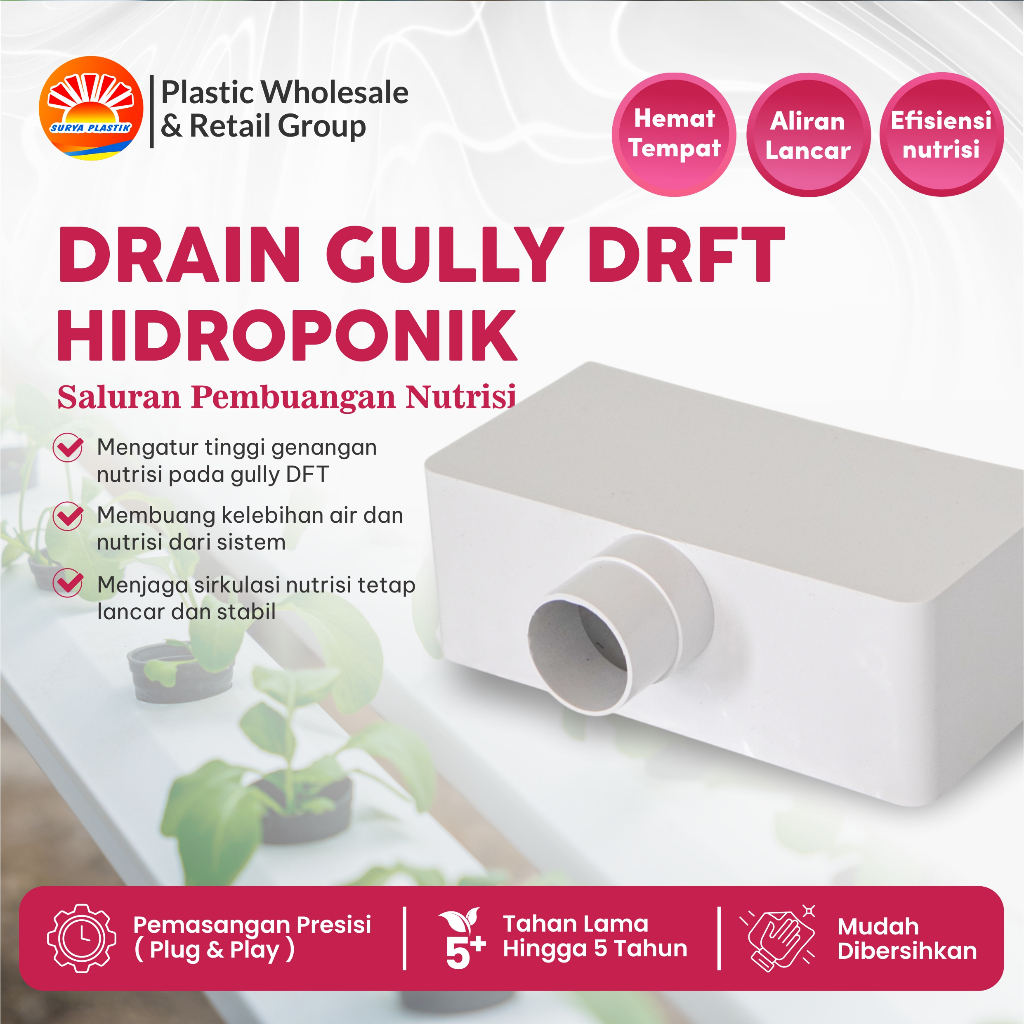 Drain Gully DFT Hidroponik Trapesium - Konektor Pembuangan Output Gully