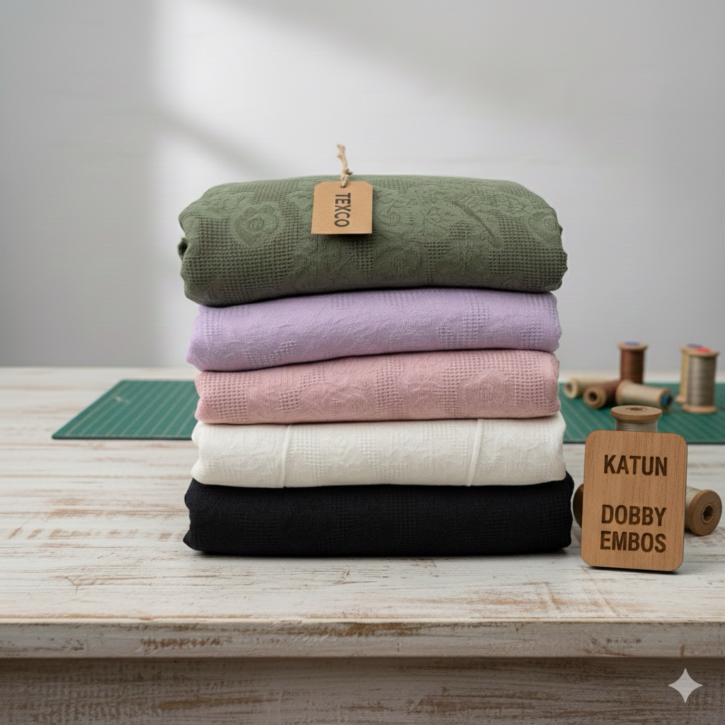 bahan kain katun dobby embos import /katun doby embos meteran