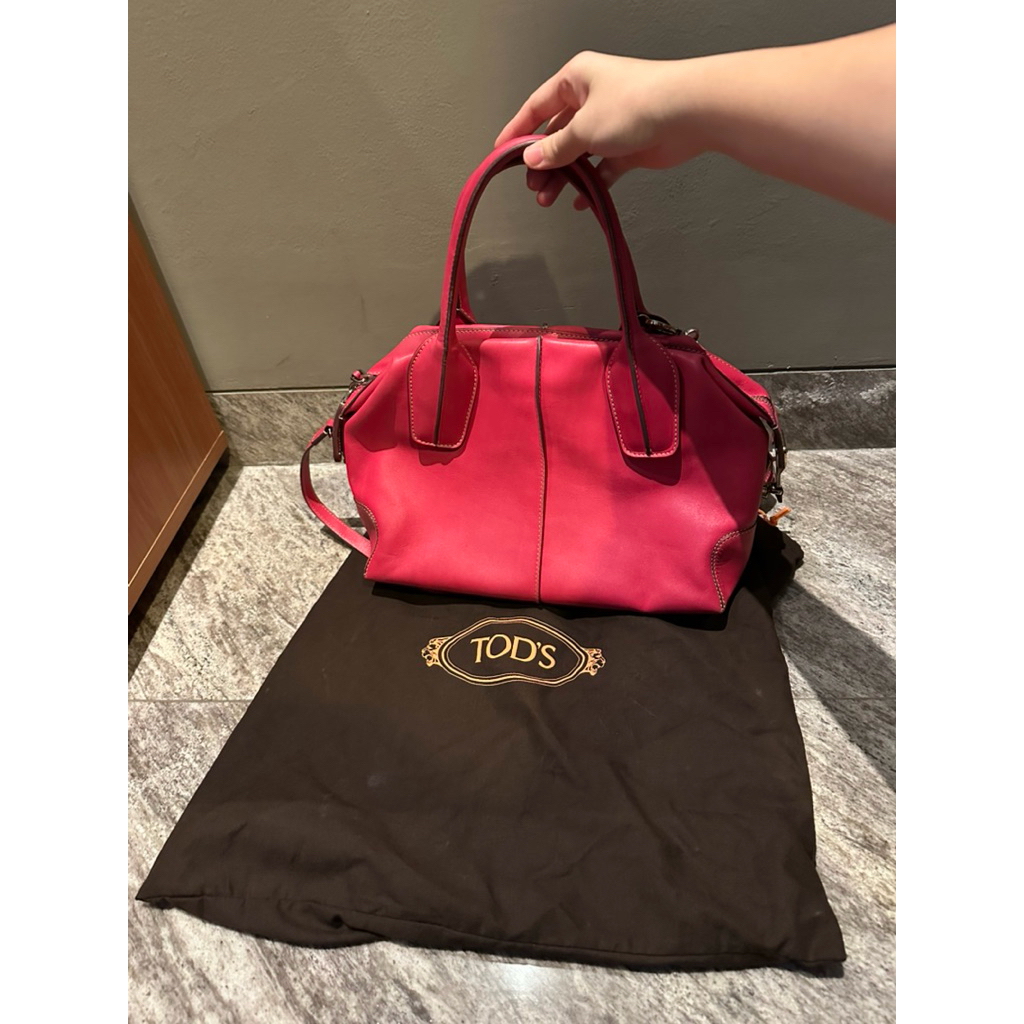 original tas wanita shoulder bag tod’s warna pink fuchsia tods