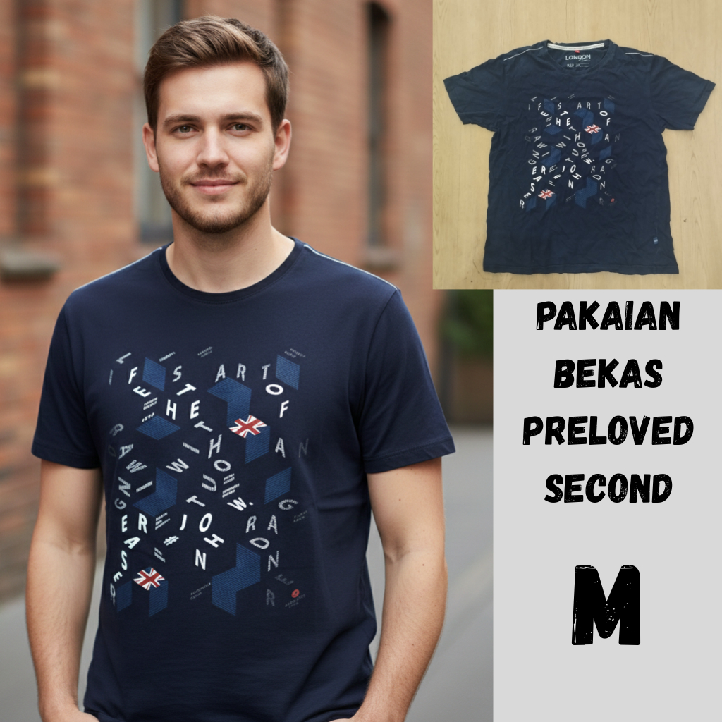 Baju Kaos Pria Bekas T - Shirt Polo Shirt Size S M L Preloved Second - NORMAL1