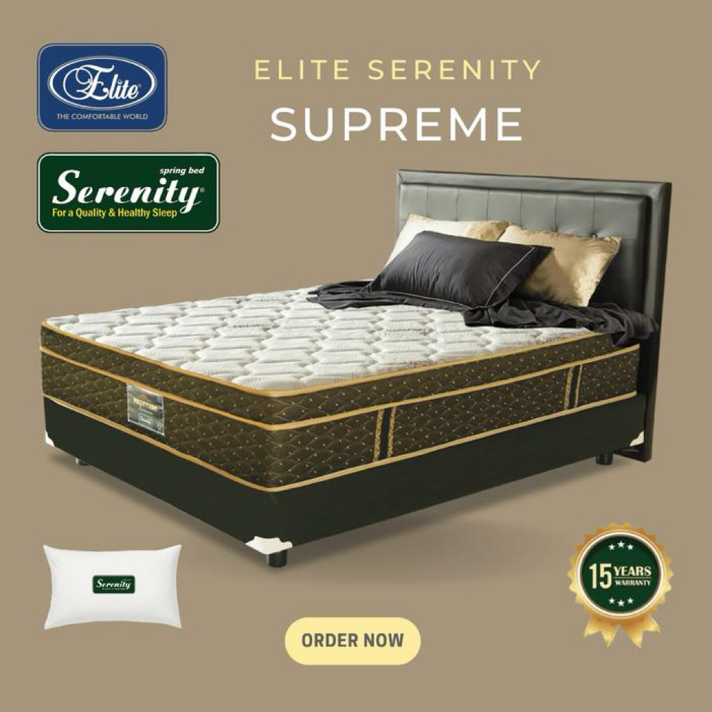SPRINGBED ELITE SERENITY SUPREME | BONUS 2 BANTAL KHUSUS UKURAN DOUBLE & 1 BANTAL KHUSUS UKURAN SING