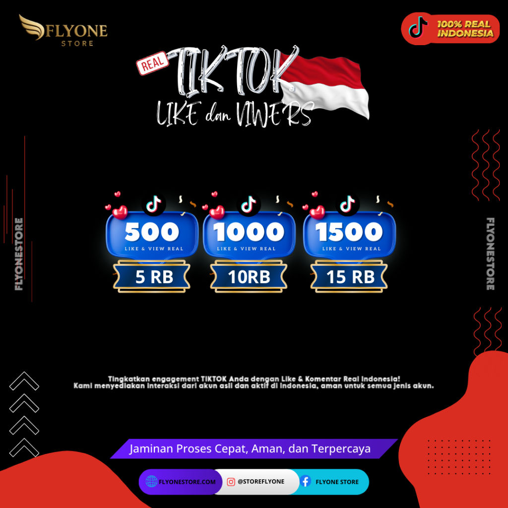 [REAL 100%] PAKET FYP TIKTOK Like dan View Tiktok Permanen | Bergaransi Aktif - FLYONE STORE