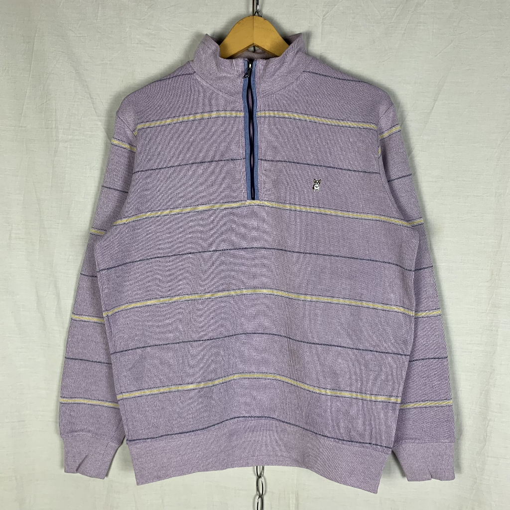 Macbeth Half Zip Stripe Salur Sweater Crewneck