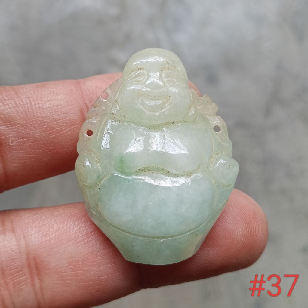 batu natural giok Burma, ukiran julayhud #37