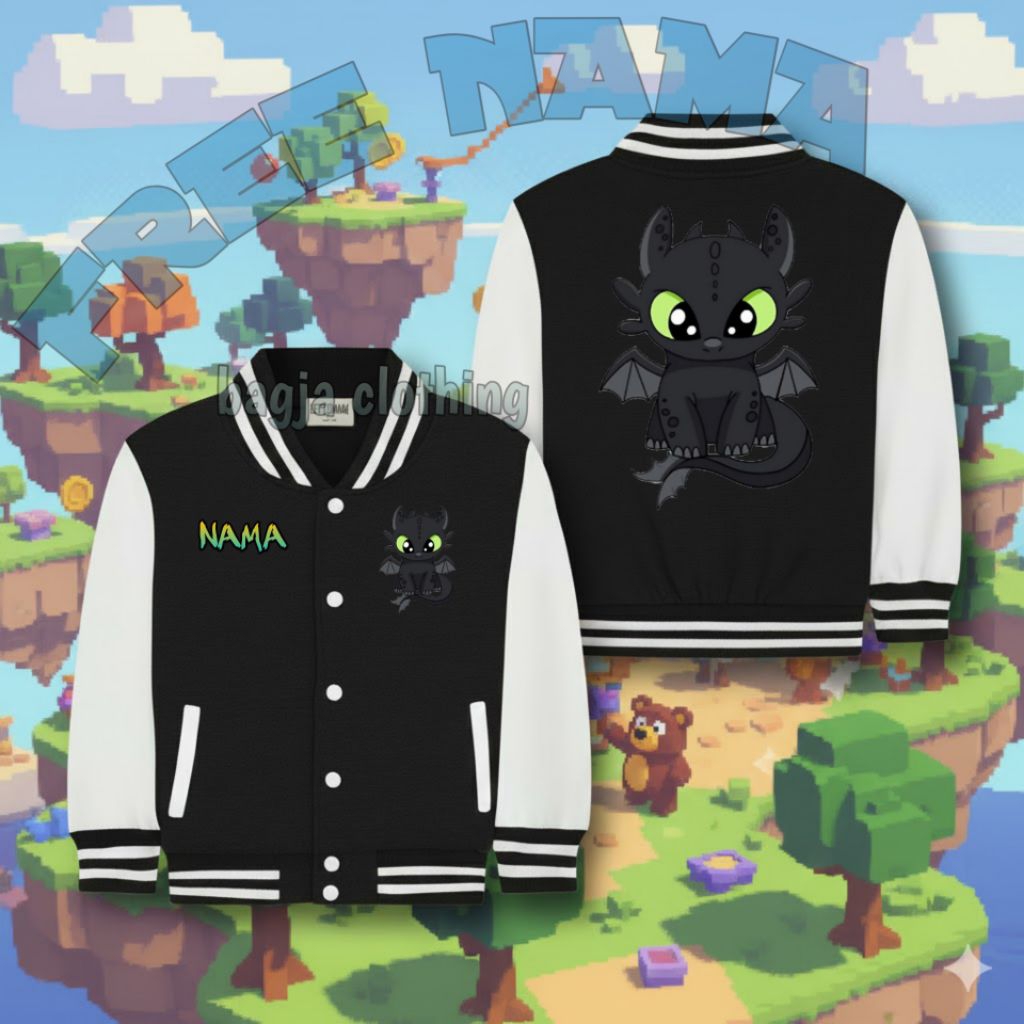 Jaket Anak Baseball / Jaket Anak Varsity Toothless