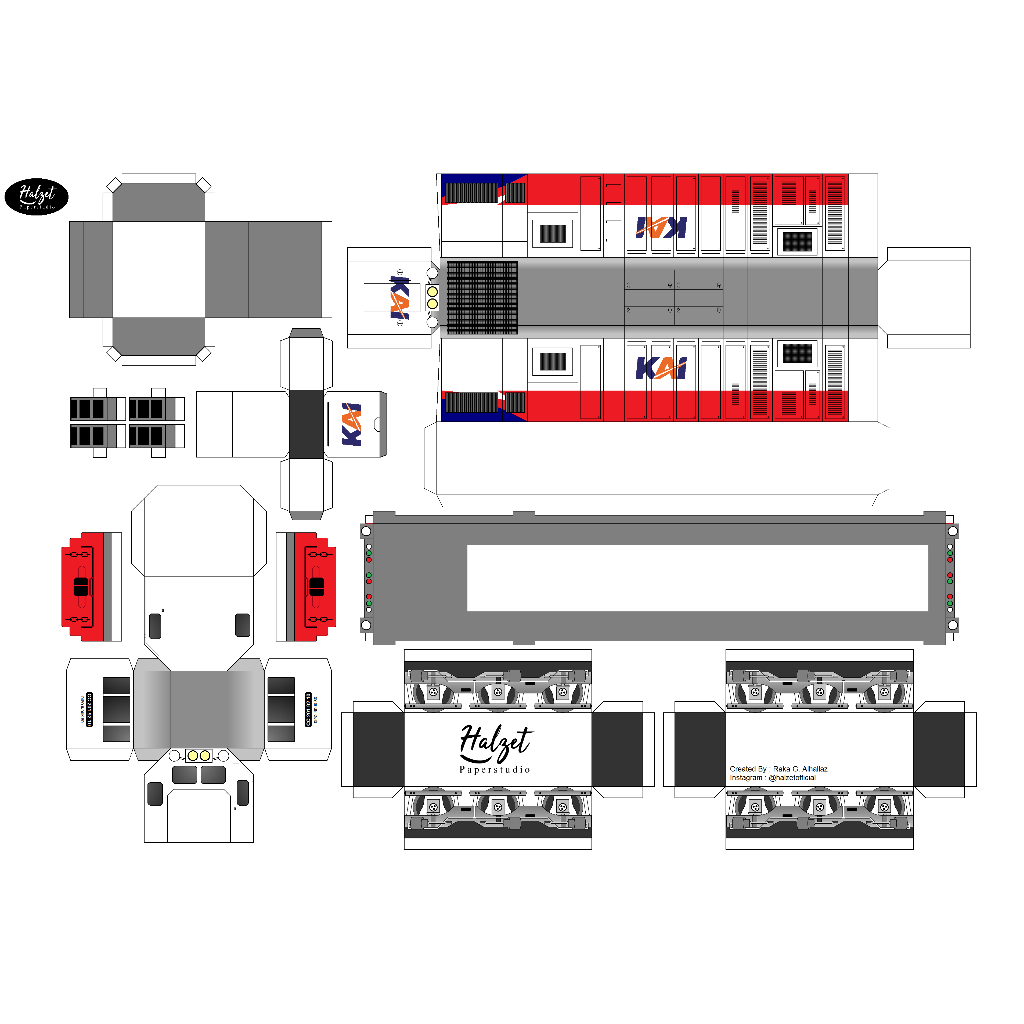 DIY Papercraft Kereta Api Indonesia KAI Cetak Pola Kerajinan Kertas