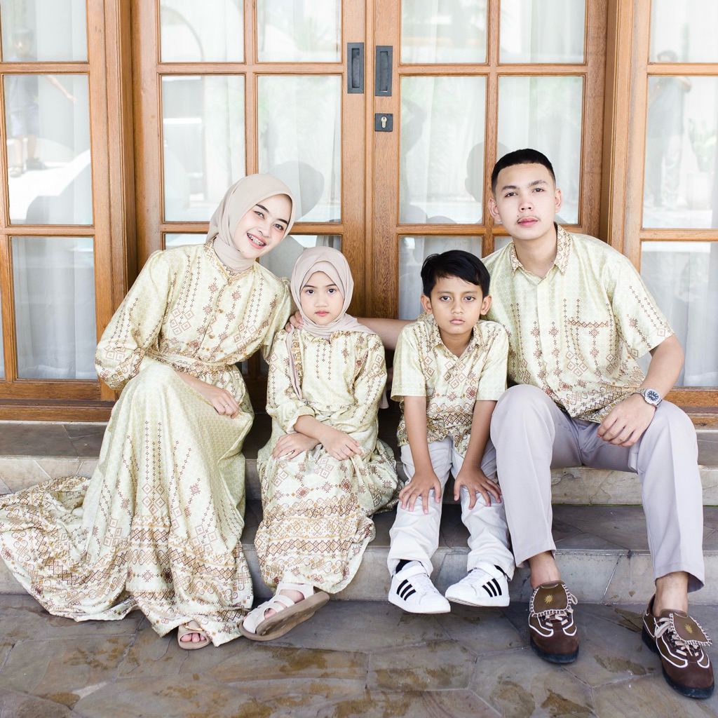 Happyfio Family Set - Sarimbit Lebaran – Mandara Raya Series Silk Premium Cream