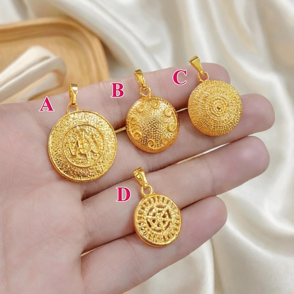 liontin bandulan bulat emas 24 karat