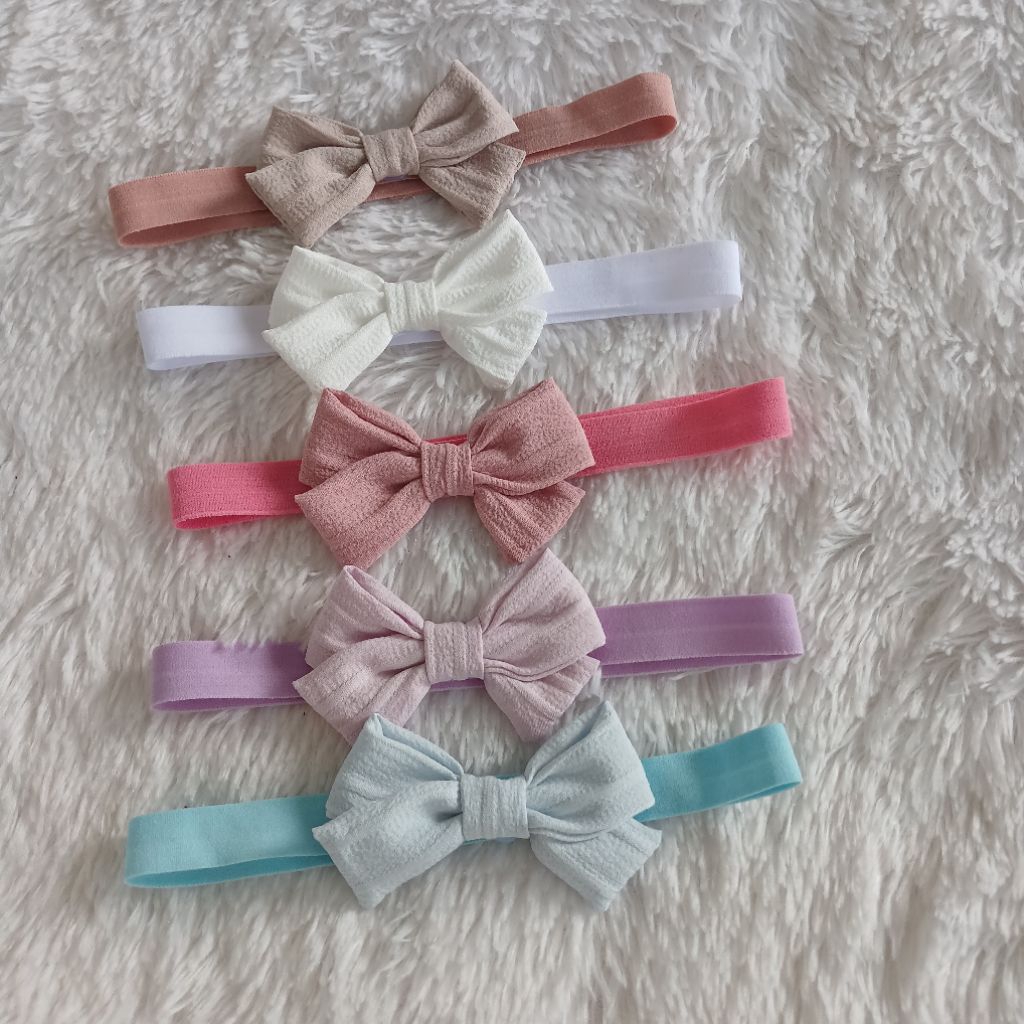 bando bayi pita kain warna pastel