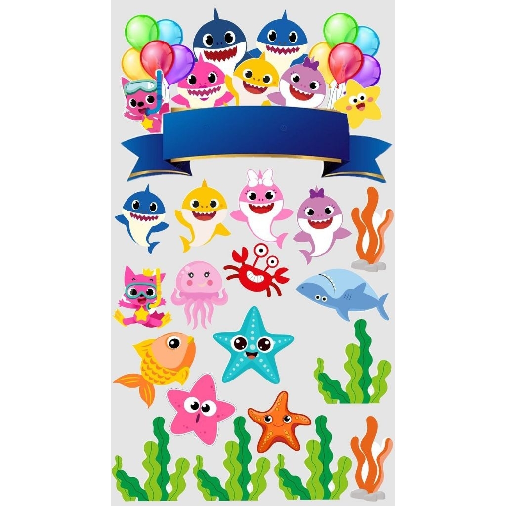 Topper kue ulang Tahun karakter baby shark termurah