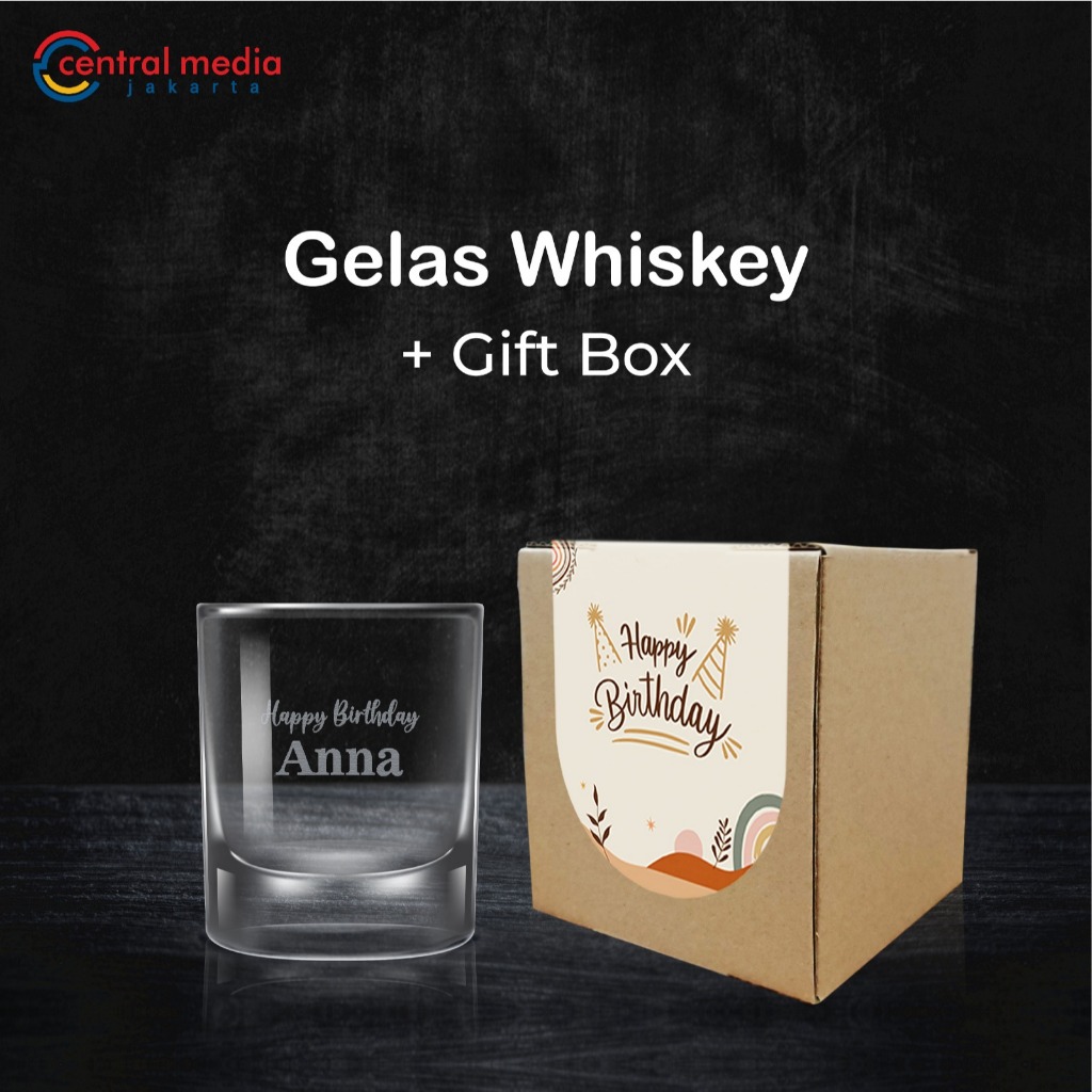 Gelas Whiskey Grafir Custom + Gift Box Engraved Whiskey Glass Whisky