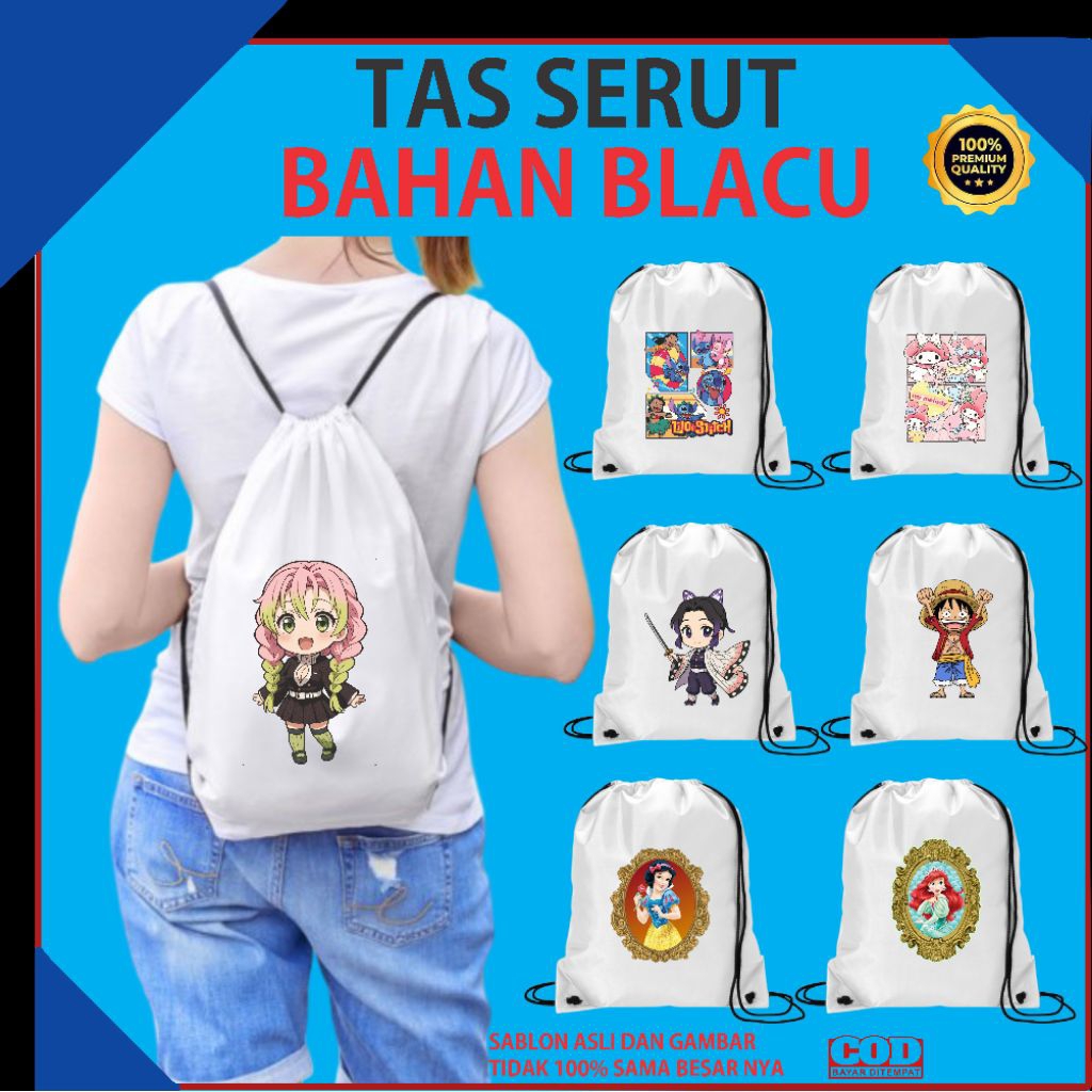 TAS SERUT BAHAN BLACU//TAS SERUT KARAKTER//TAS SERUT POLOS