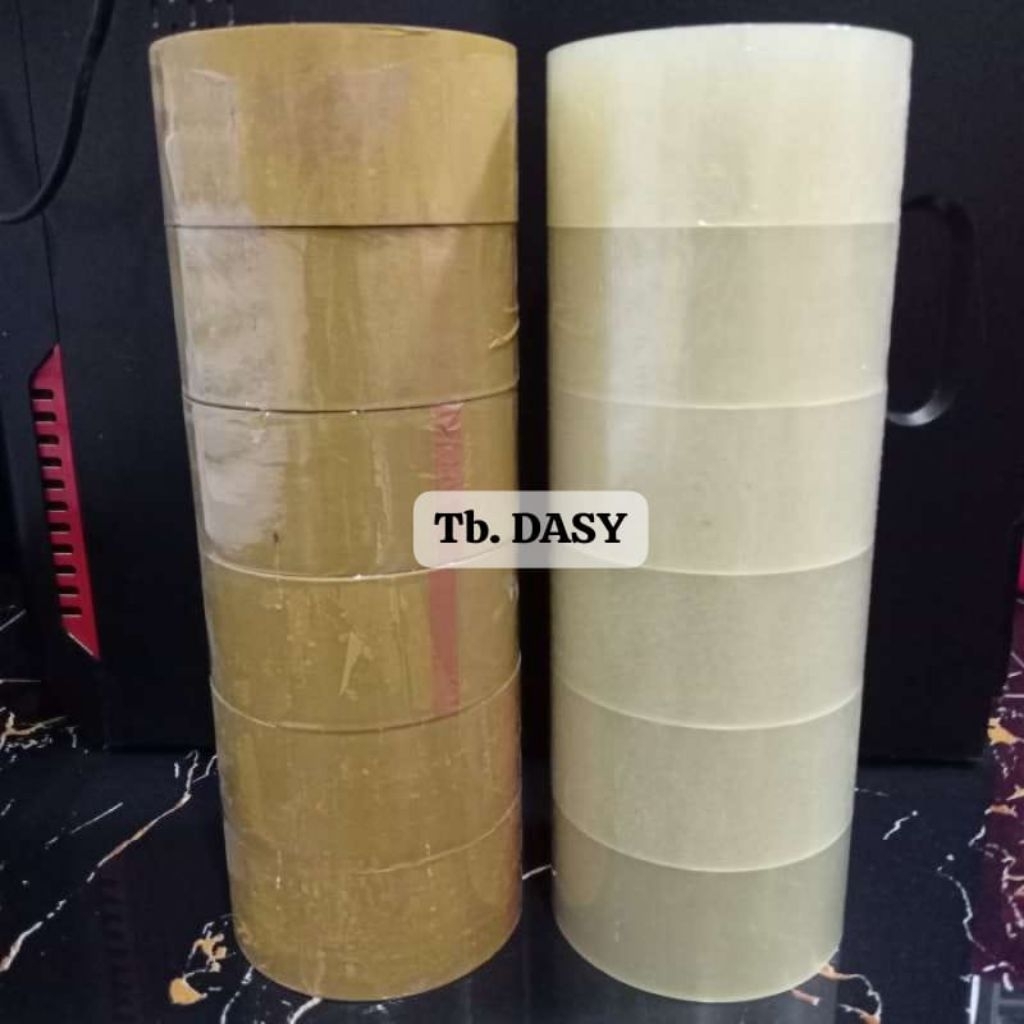 Lakban Bening - Coklat 1 pack isi 6 roll tape isolasi