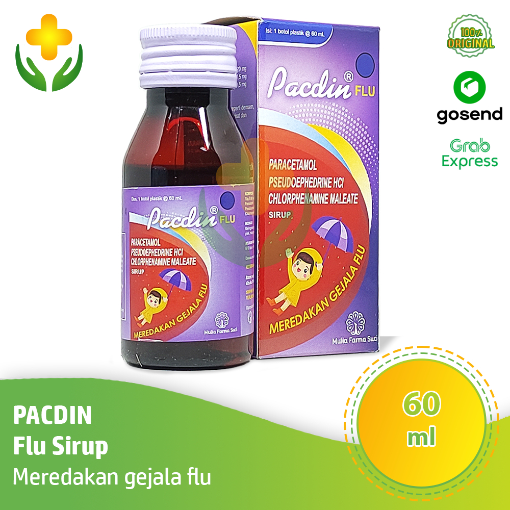 Pacdin Flu Sirup 60 ml - Obat Flu Pilek Demam Anak