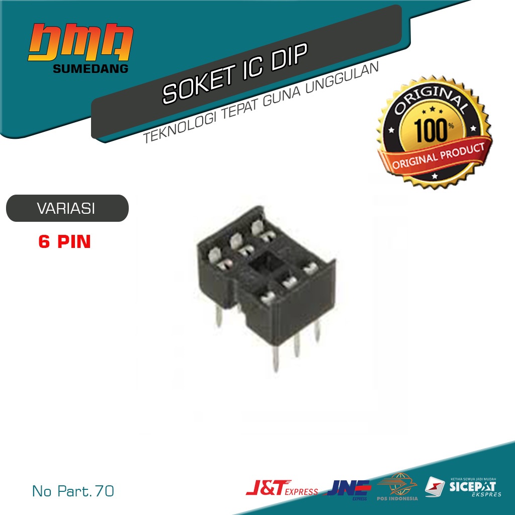 SOKET IC 6 PIN SOCKET IC ADAPTER 6PIN 2X3 PLASTIK