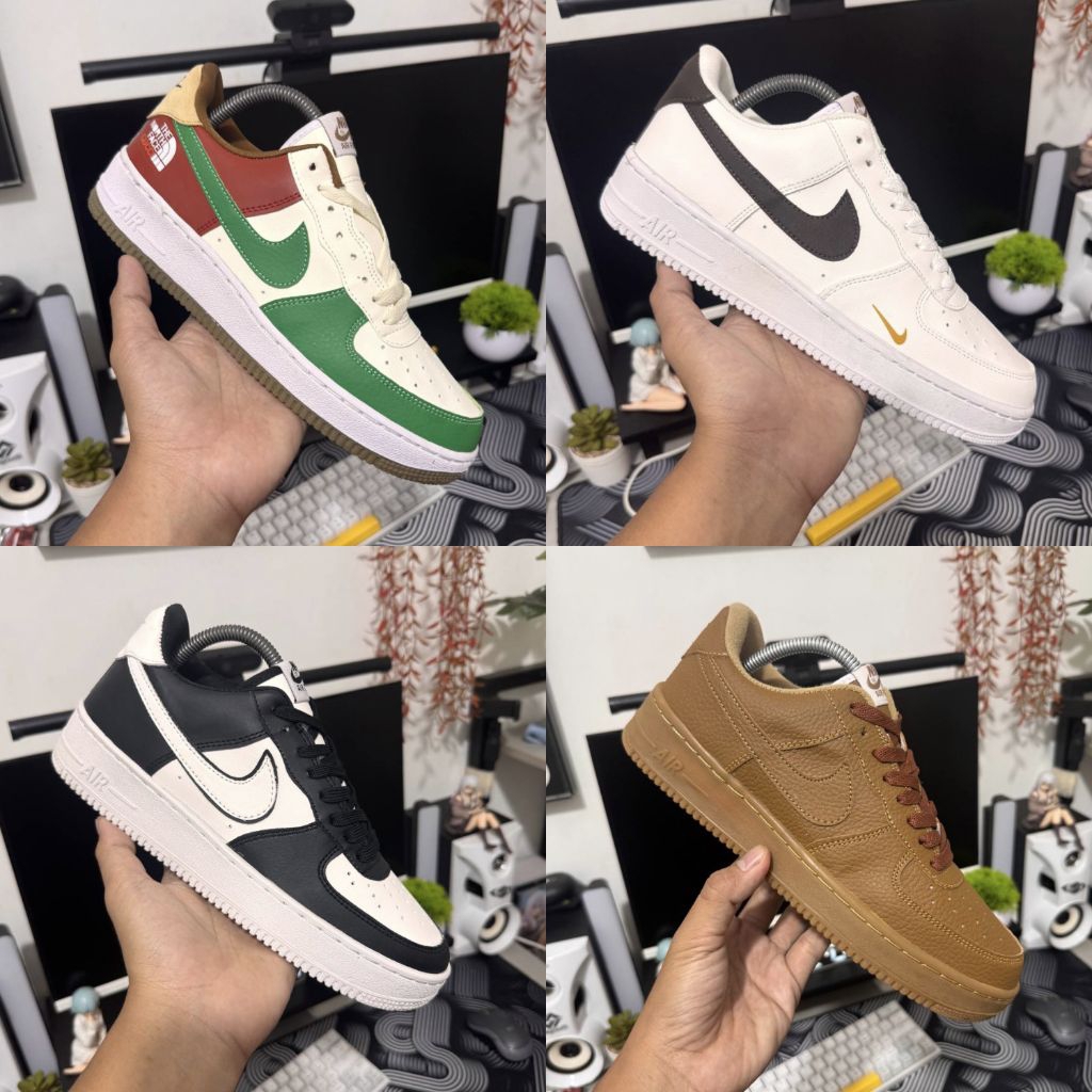 IDFOOTWEAR - Sepatu Sneakers Pria / Wanita AF1 Black / White / Brown Termurah