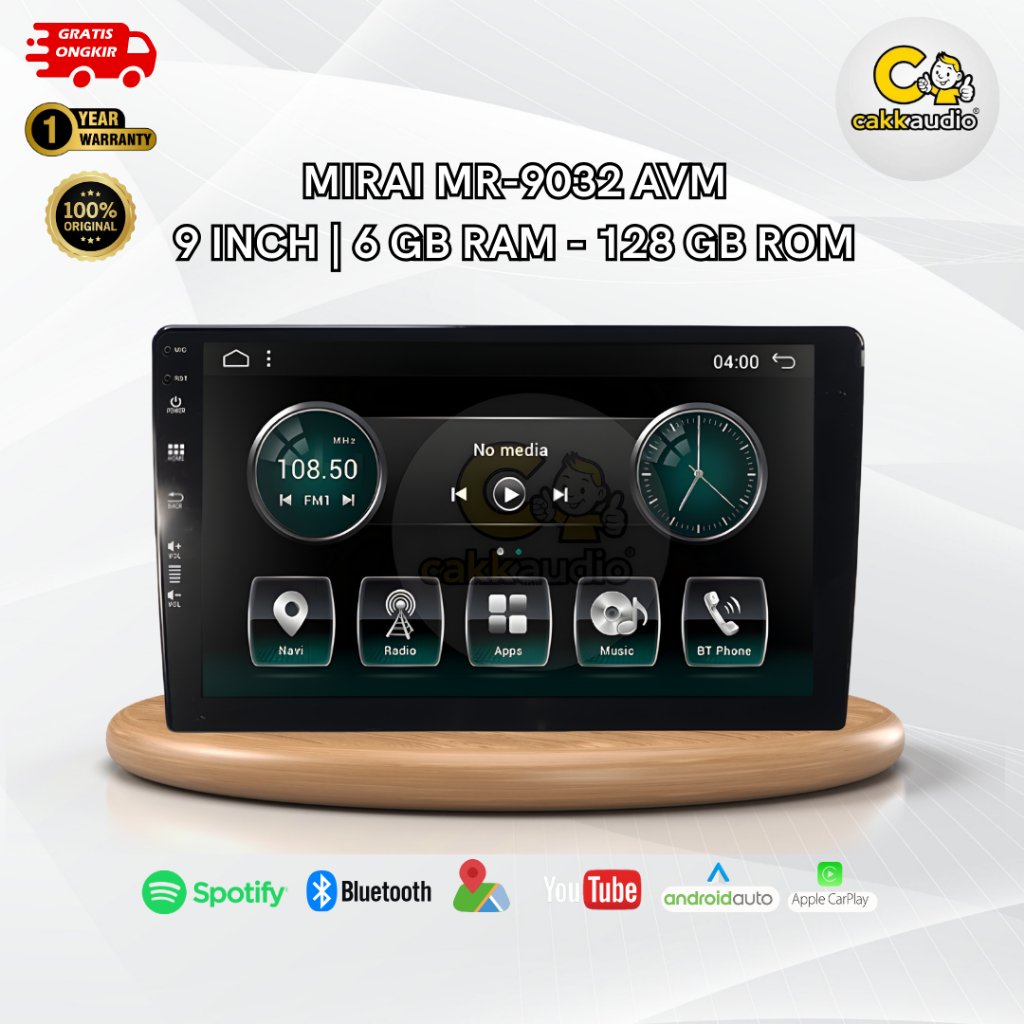 Head Unit Android Mobil Mirai MR-9032 AVM | 9 Inch | 6GB Ram + 128Gb Rom