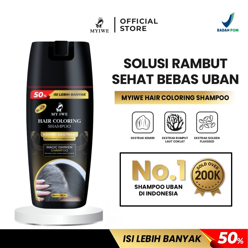 My iwe Shampo Penghilang Uban 150 ML - My Iwe Hair Coloring Shampoo Original