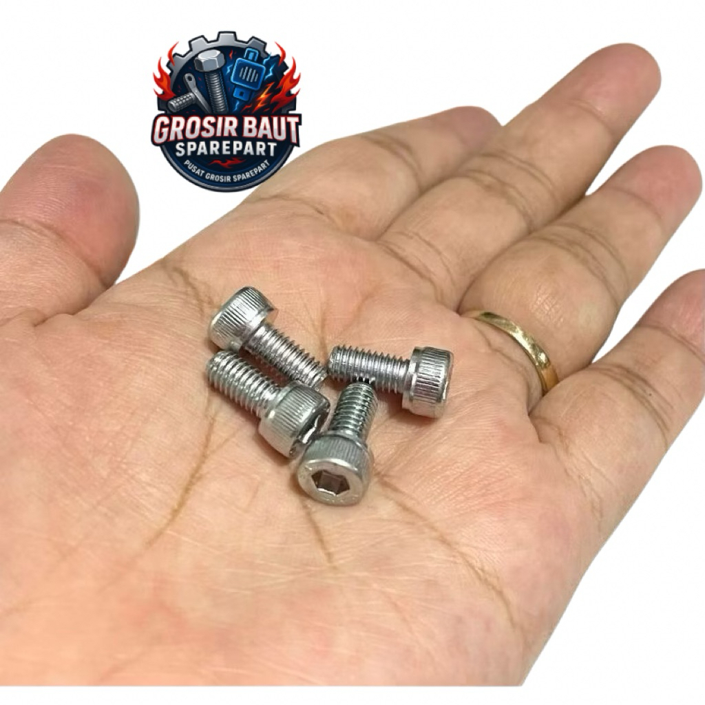 (Paket isi 30 Biji) Baut L Galvanis 5x10/ Baut Kunci L4 Panjang 1cm diameter ulir 5mm