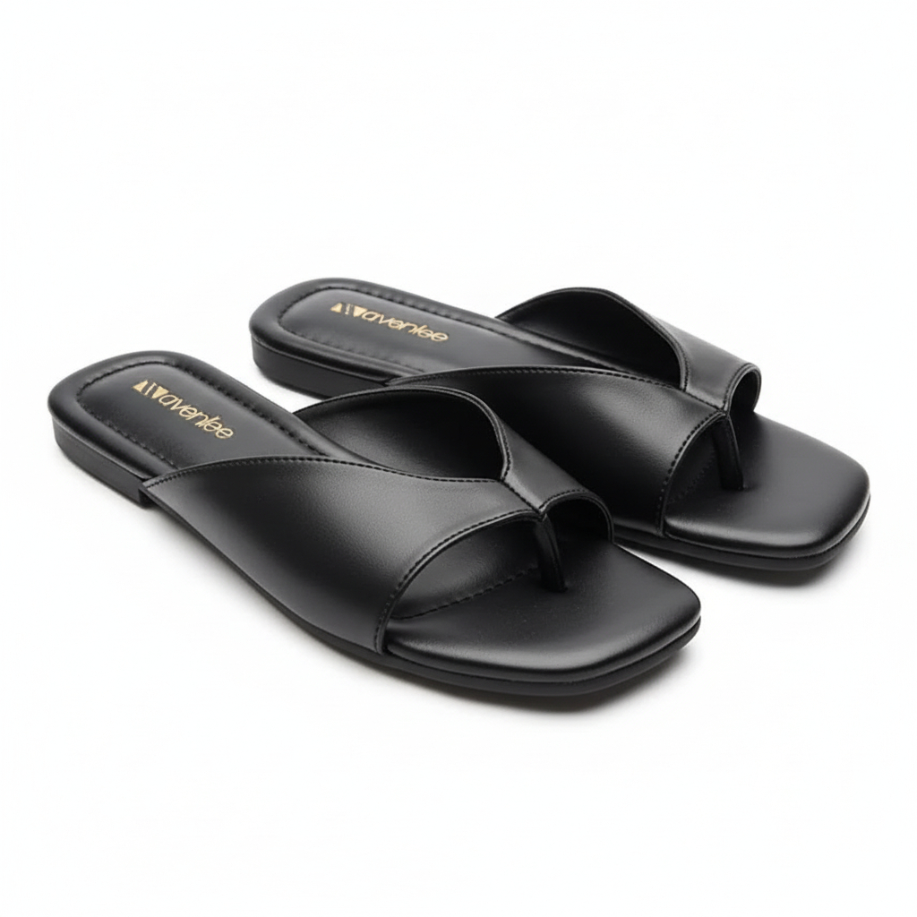 Avenlee Masae Hitam - Sandal Cewek Elegan Empuk Sol Karet Anti Licin